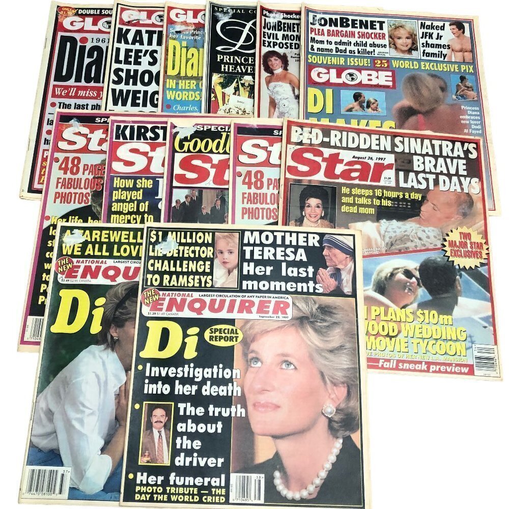 Princess Diana Vintage 1997 Gossip Newspapers Star Globe Enquirer Lot of 13